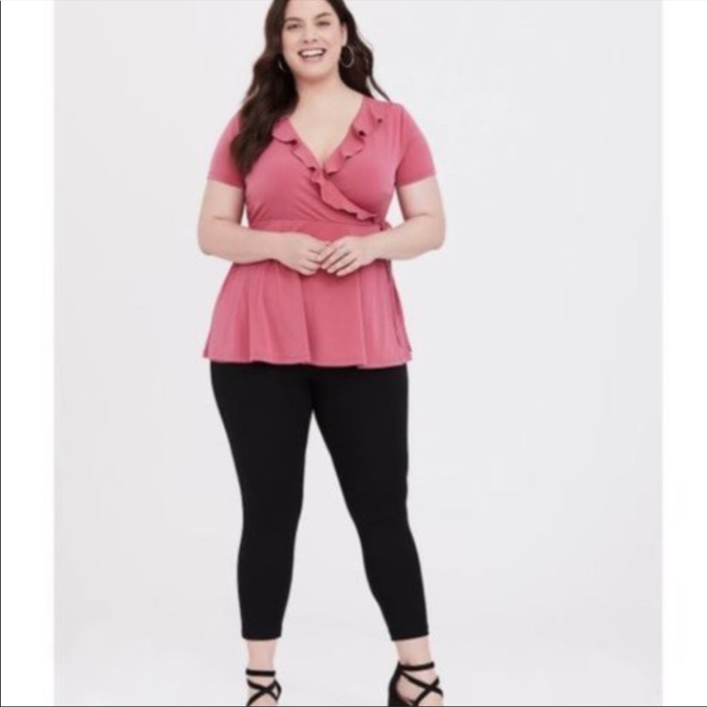TORRID Rose Pink Knit Ruffle Tie Top Plus Size Dress Blouse Size 2X